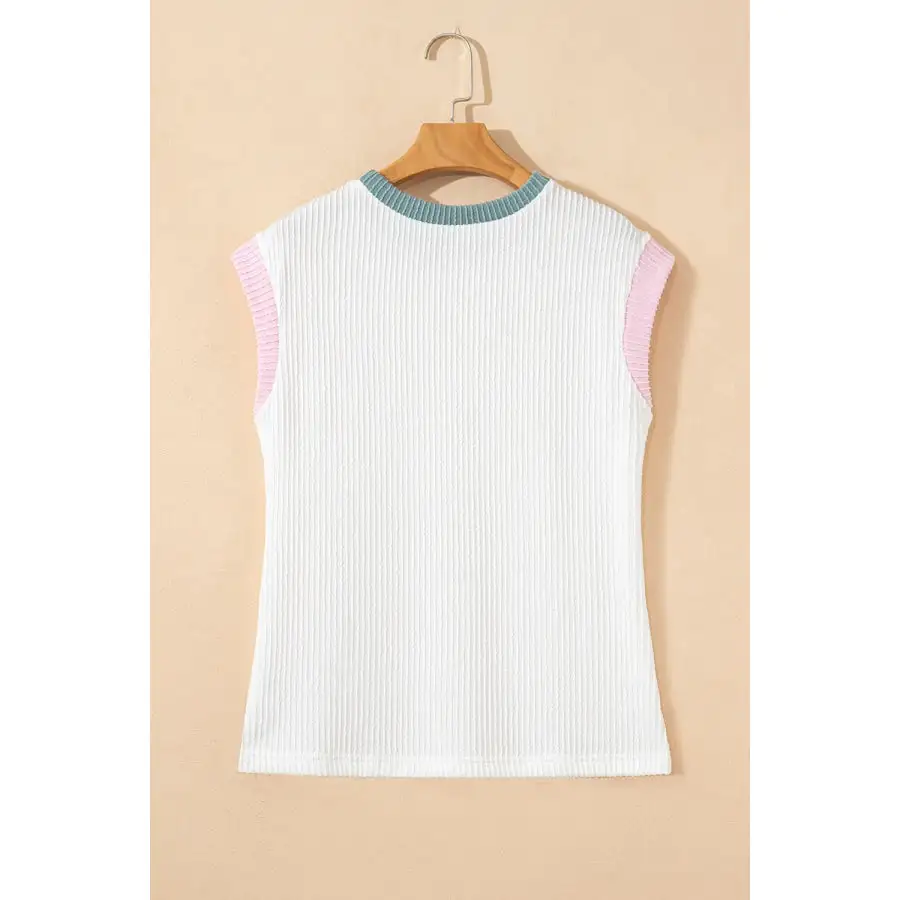 Contrast Trim Ribbed Knit Sleeveless Top