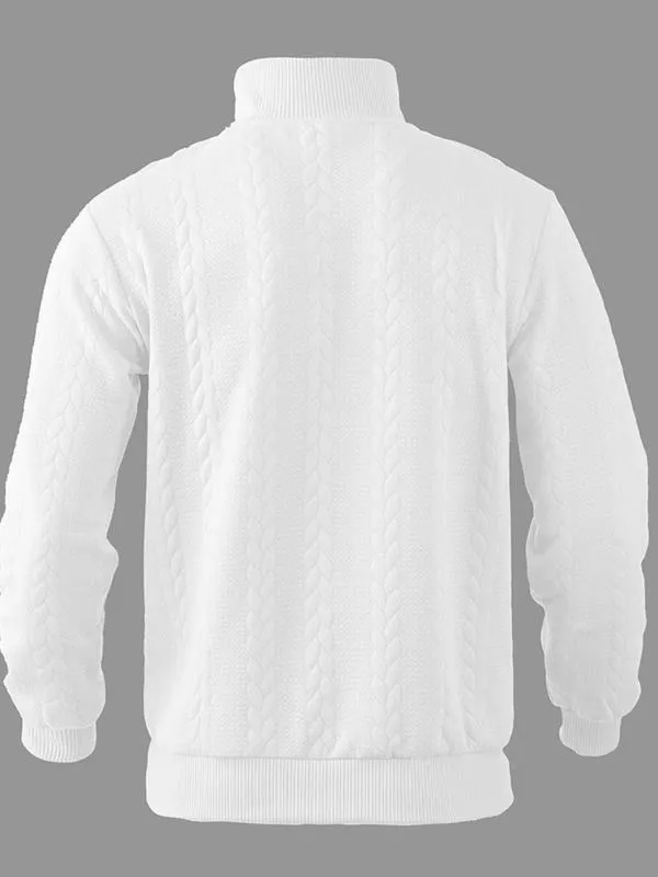 Men's solid color half-zip stand collar sweater