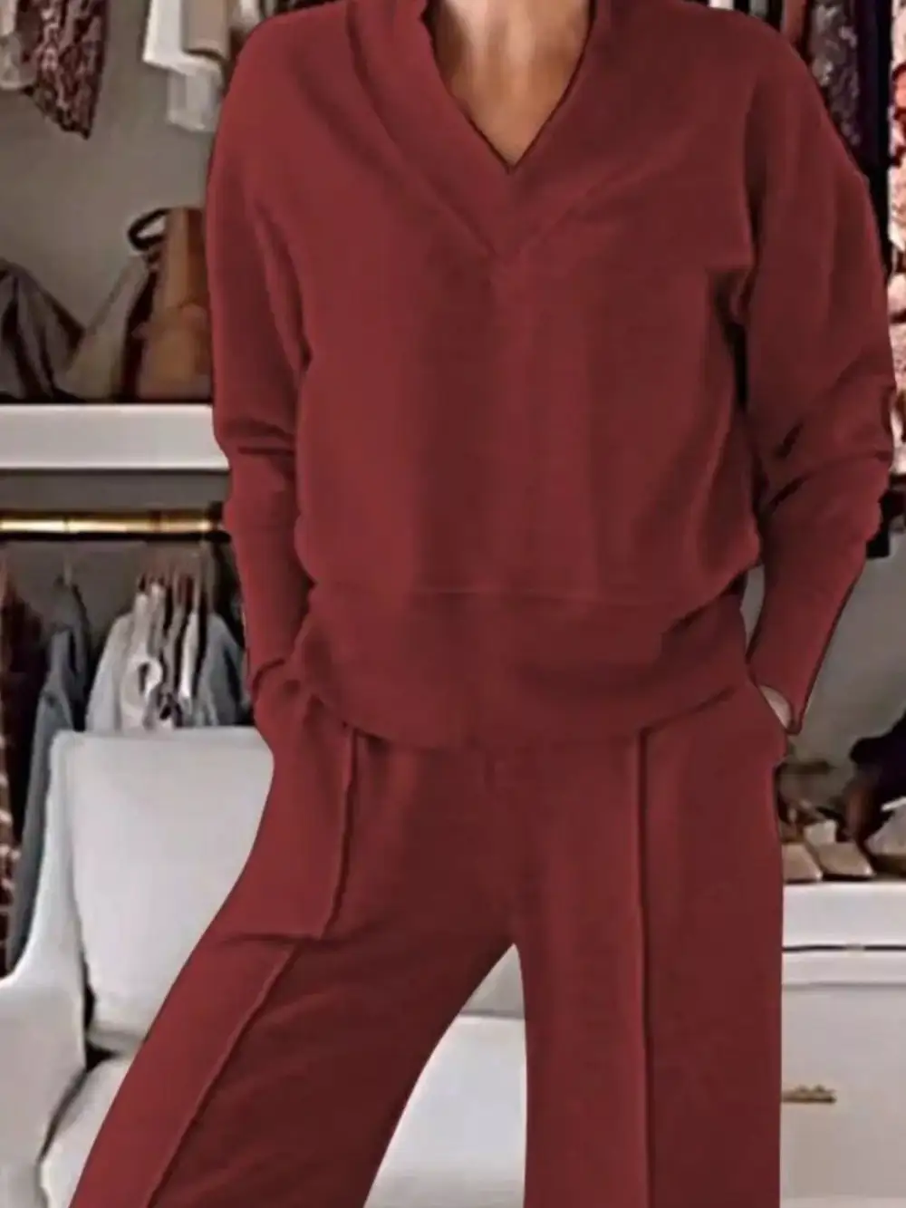Cozy V Neck Top and Pants Set