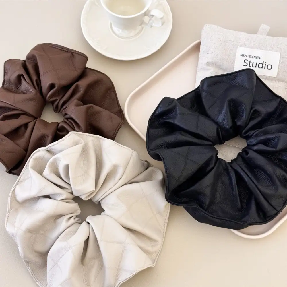 Elastic PU Leather Hair Scrunchie Set