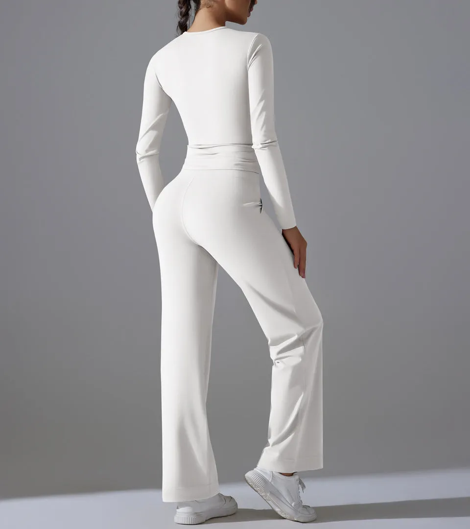 Long-Sleeve High-Waist Top and Trousers Active Set