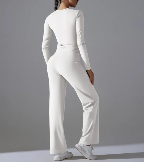Long-Sleeve High-Waist Top and Trousers Active Set