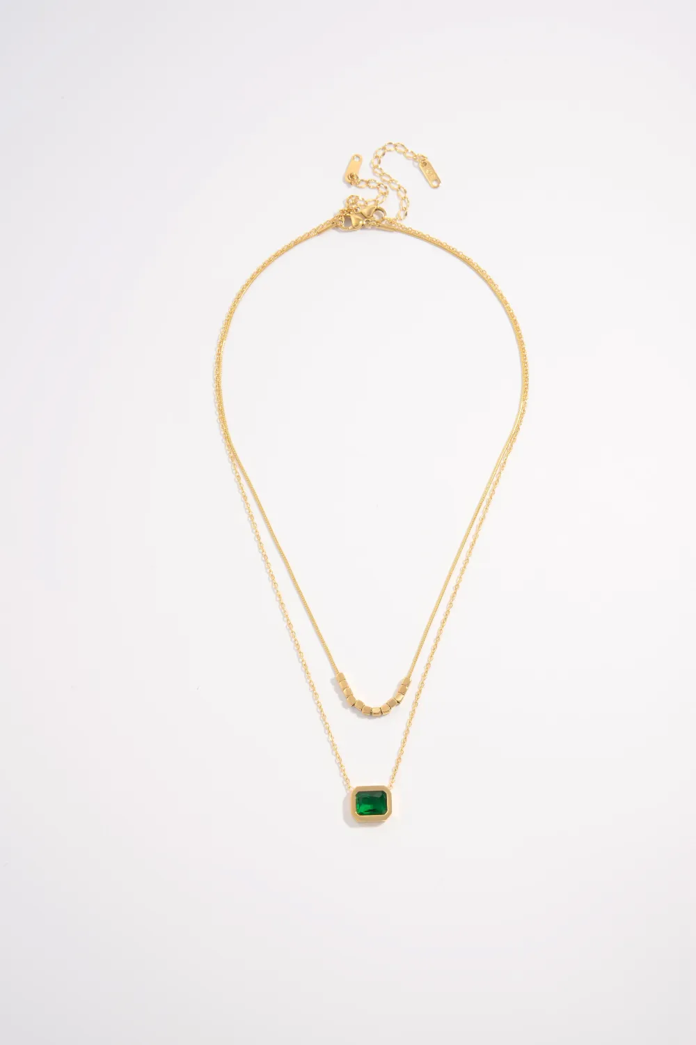 Zirconia Layered Stone Linear Necklace