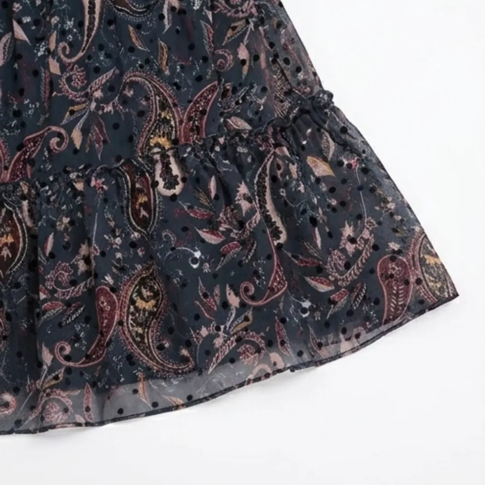 Tiered Floral Chiffon Midi Dress