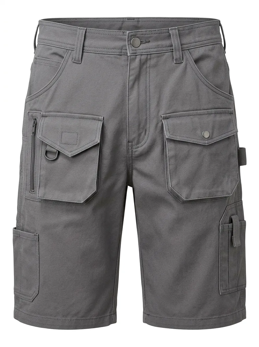 Men's Multi-Pocket Utility Grey Work Cargo Shorts