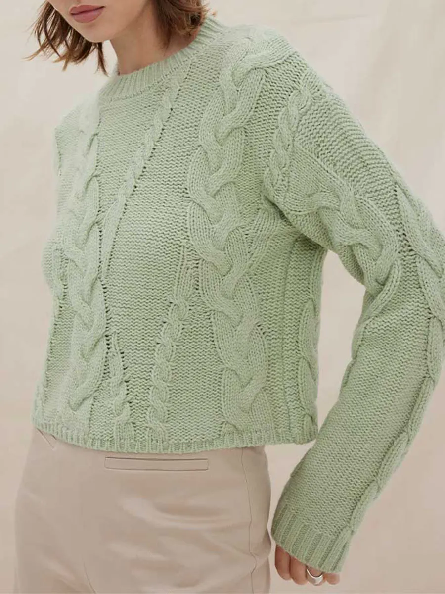 CABLE-KNIT ROUND NECK SWEATER