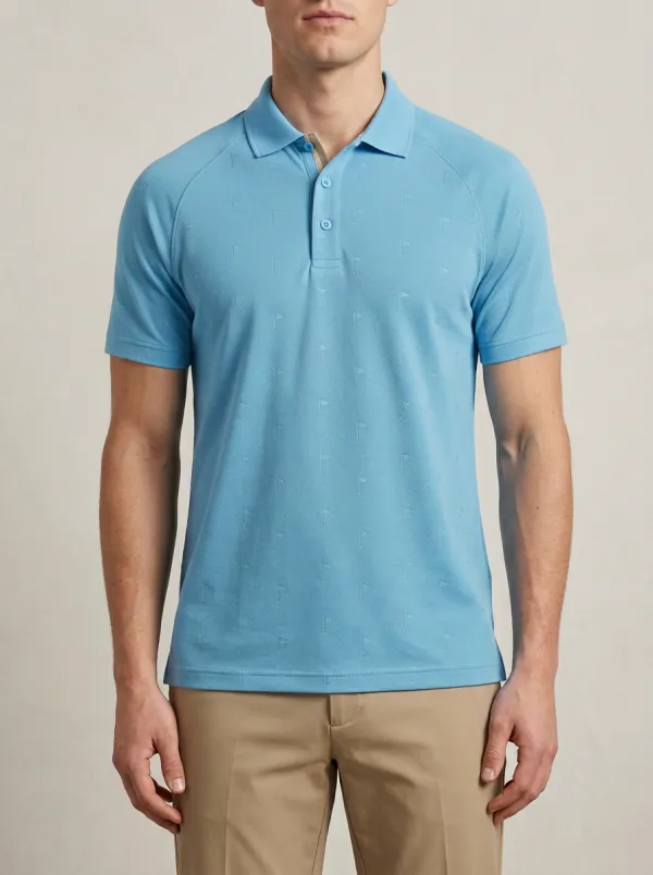 Performance Flag-Motif Golf Polo Shirt