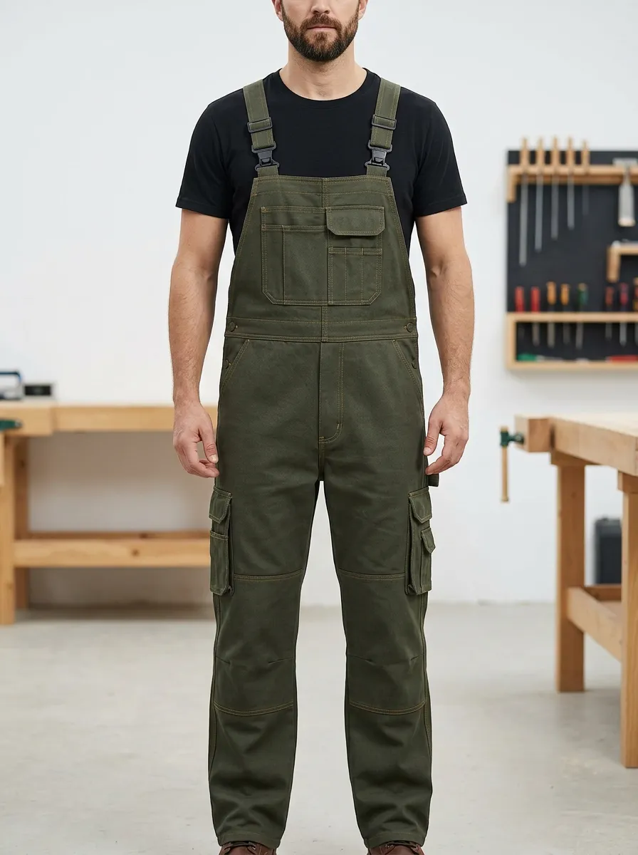 Men's Classic Multi-Pocket Carpenter Bib Work Overalls