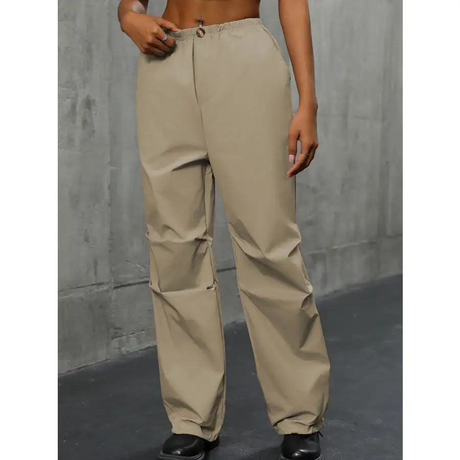 Pocketed Elastic Waist Pants