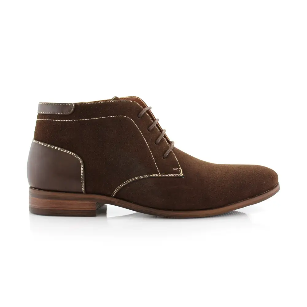 Polished Faux-Suede Suede Faux-Leather Chukka Boots