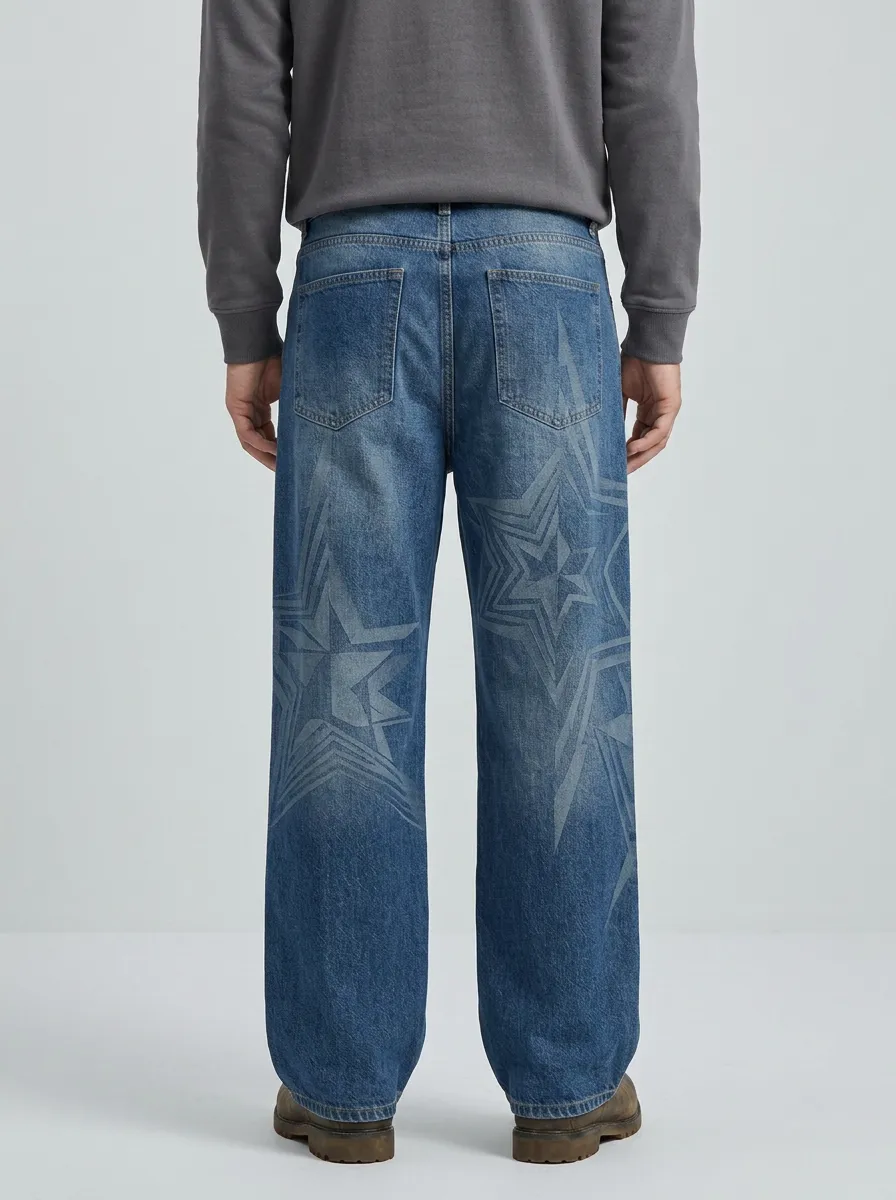 Men's Star Wide Leg Jeans