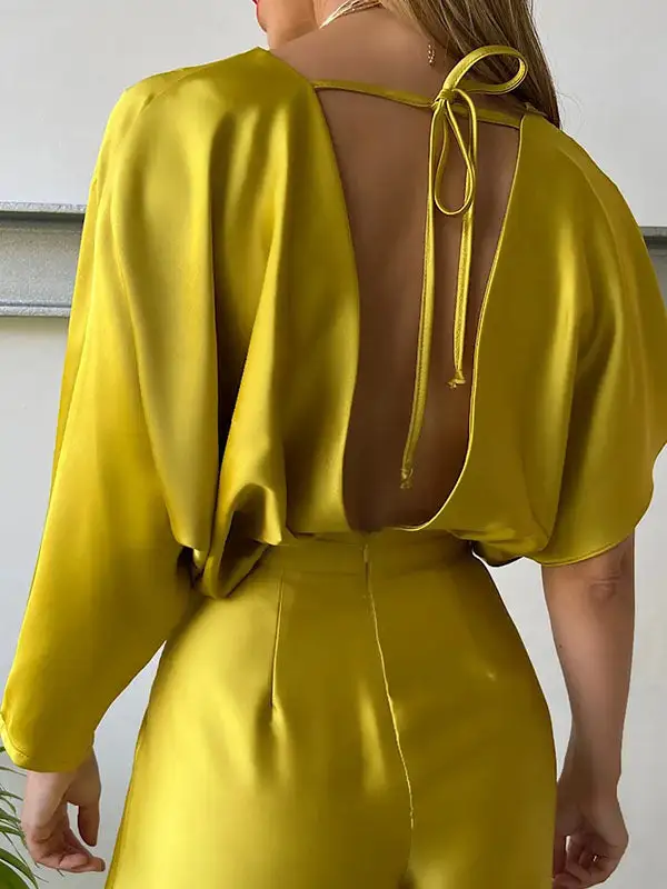 Asymmetric Deep V-Neck Jumpsuit