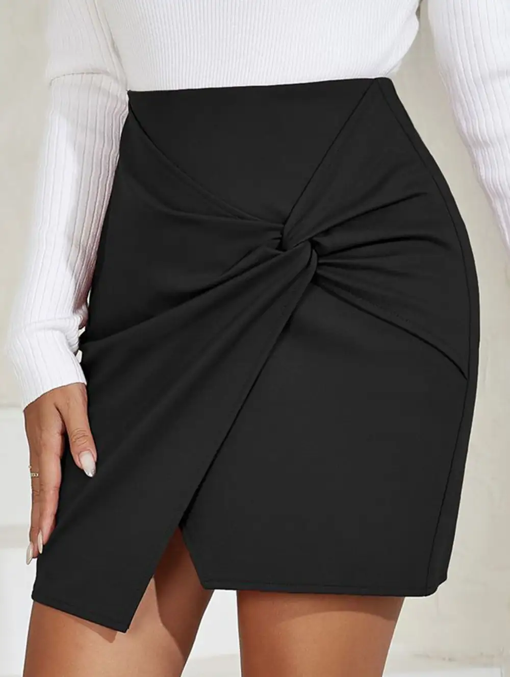 Ruched High Waist Bodycon Mini Skirt