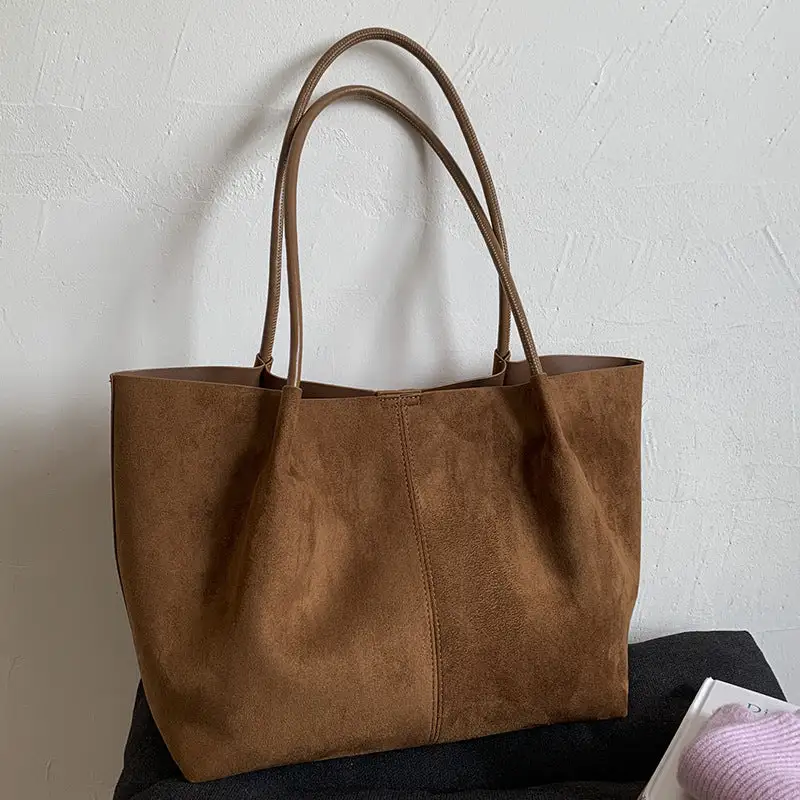 Suede Tote Bag Large Capacity Casual Simple Ins Style