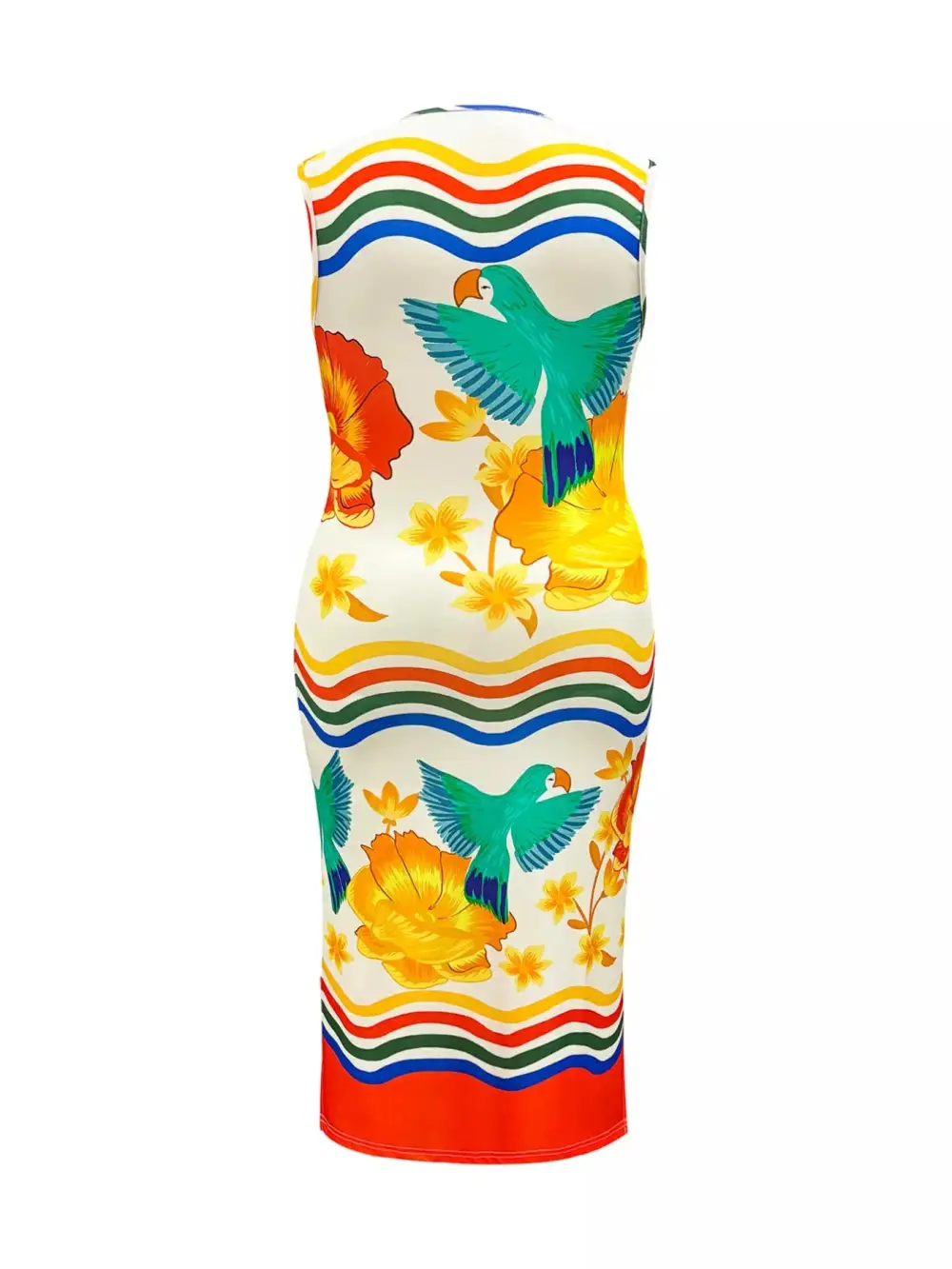 Relaxed Shape Printed Sleeveless Midi Dress