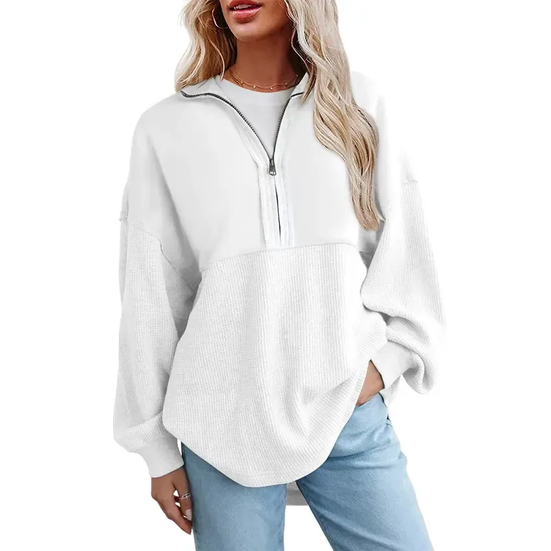 🔥Last Day💥Women's Half-Zip Waffle Knit Sweater🔥8-Pack Only $24