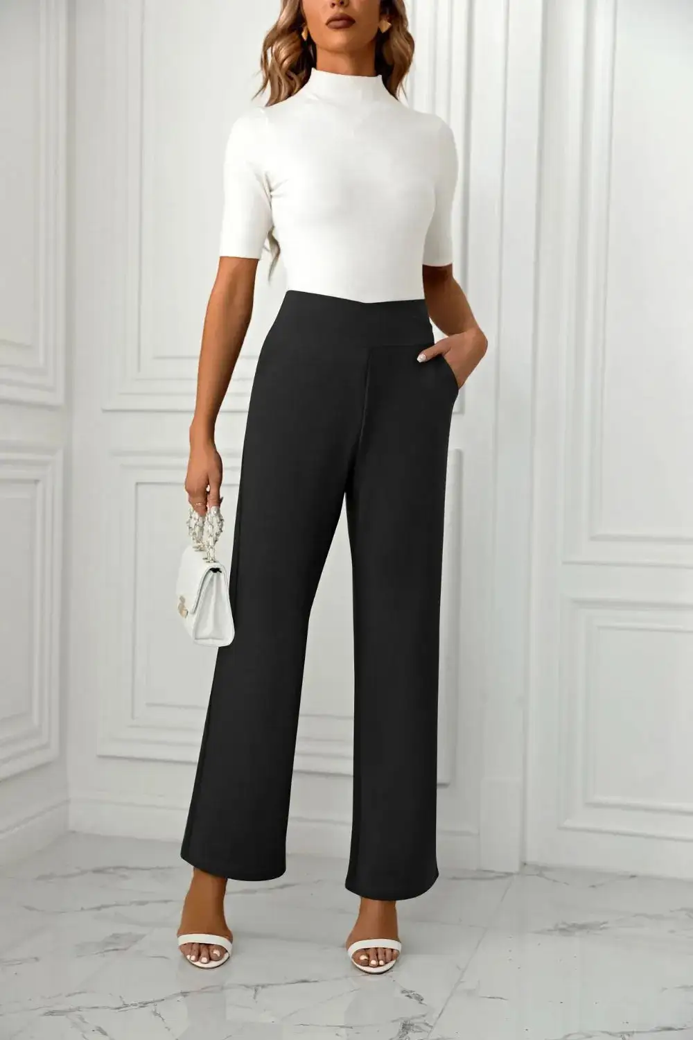 Flowy High Waist Straight Leg Pants