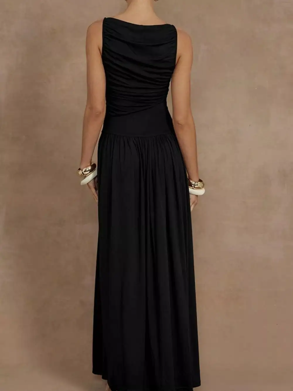 Ruched Sleeveless Maxi Dress