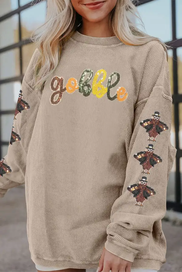 Relaxed Sequin Accent Patchwork Ribbed Sweatshirt
