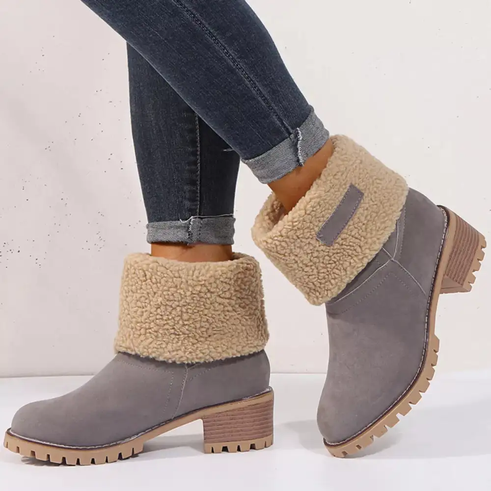 Round Toe Block Heels Boots