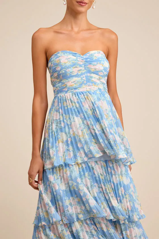 Seriously Sensational Light Pink Strapless Tiered Maxi Dress