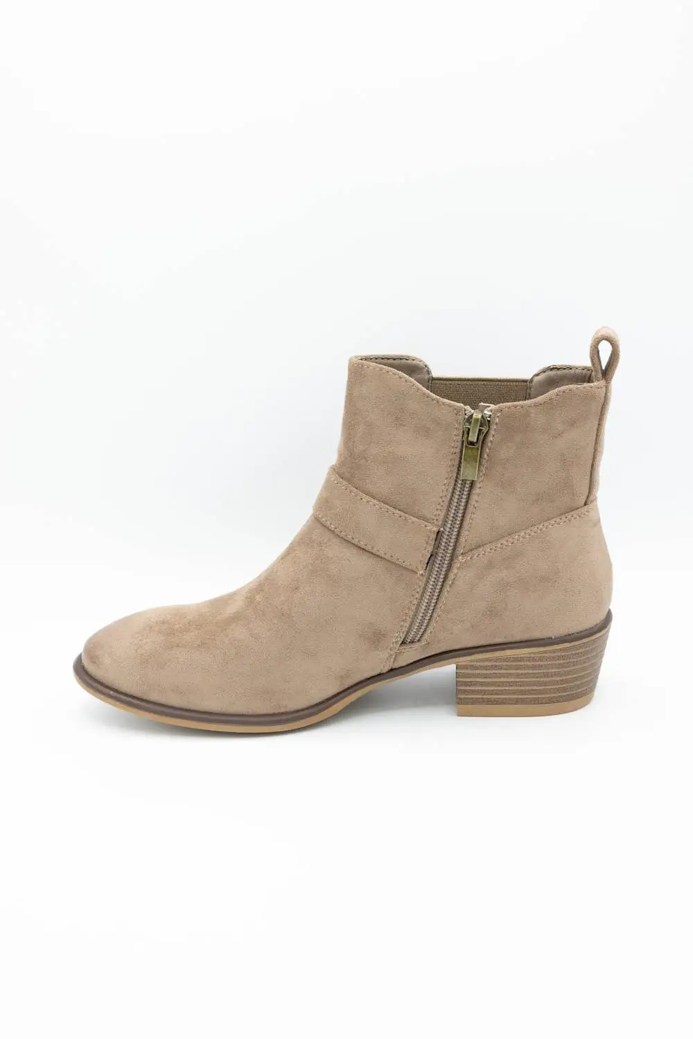 Classic Buckle Detail Zip Entry Pointed Toe Ankle Bootie