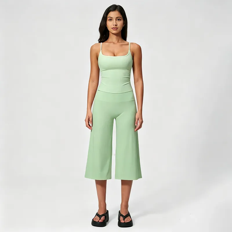 Strappy Tank Top and High-Waisted Mid-Length Shorts — Outdoor Running & Sports Set