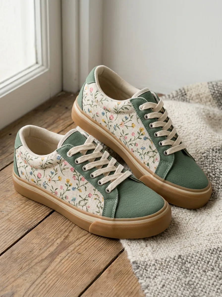 Women's Vintage Floral Botanical Contemporary Skate Shoes