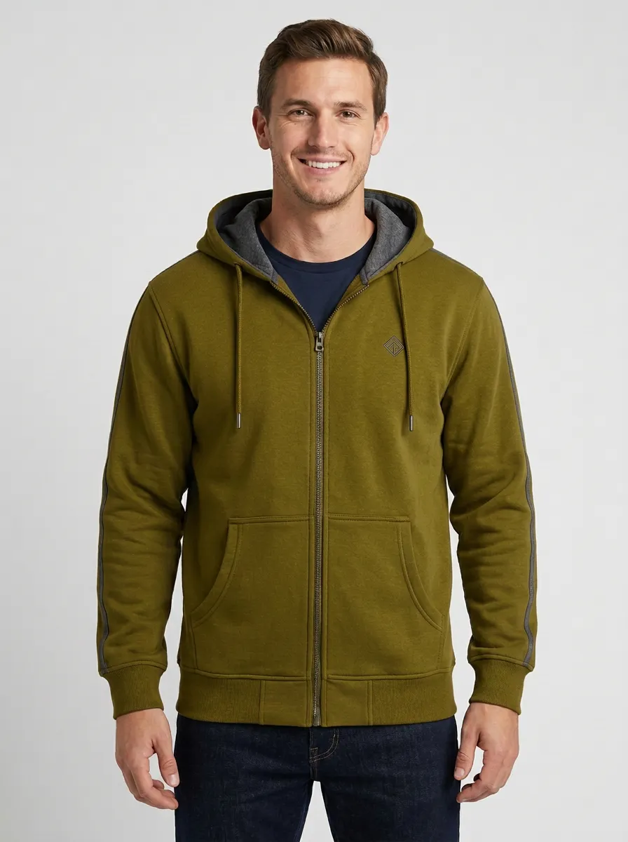 Relaxed Zip-Up Hooded Style Men's Sport Jacket