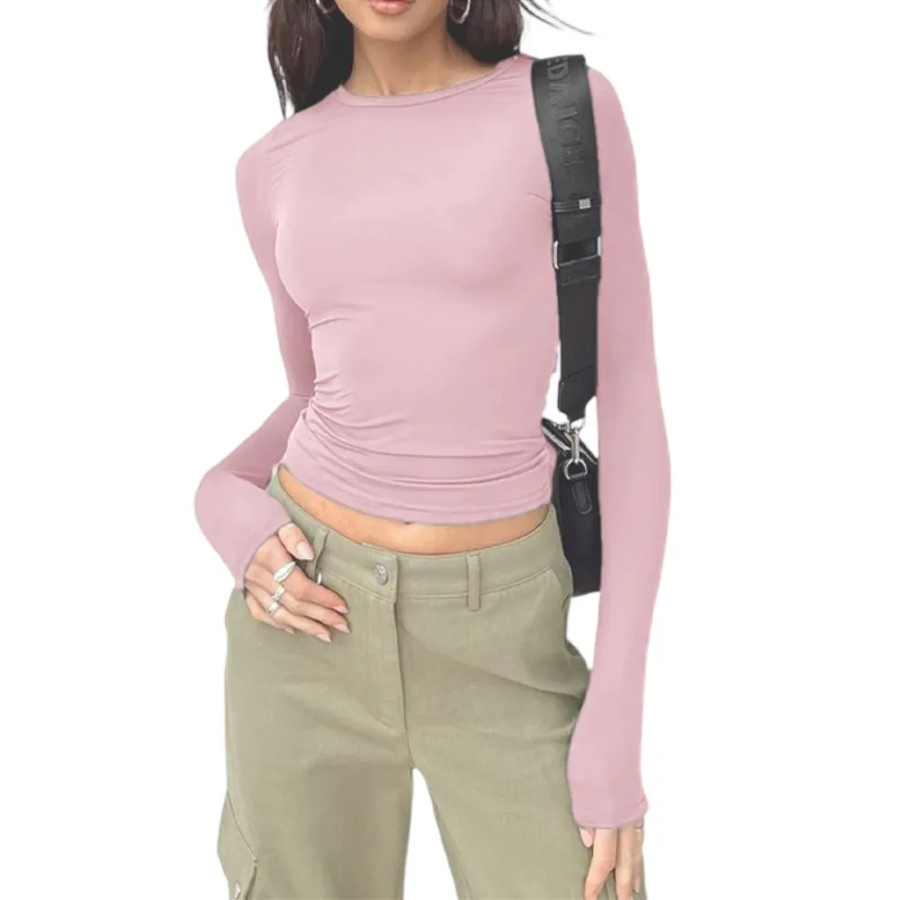 Women's Solid Long Sleeve Sports Tee