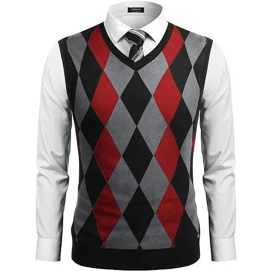 Men’s Sleeveless V-Neck Argyle Sweater Vest – Classic Knit. Modern Slim Fit. Everyday Versatility.
