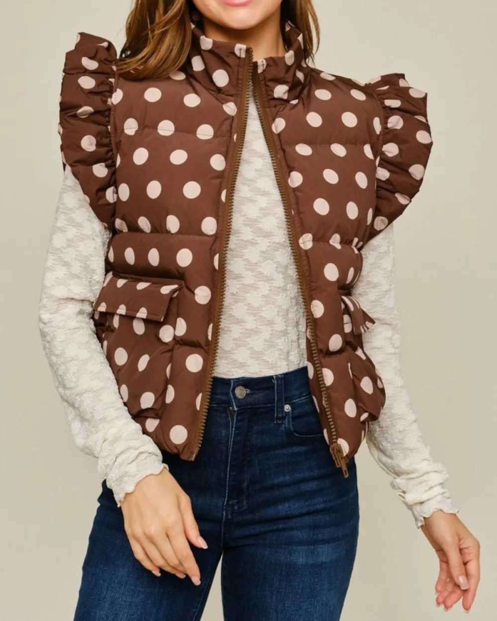 Polka Dot Puffer Vest