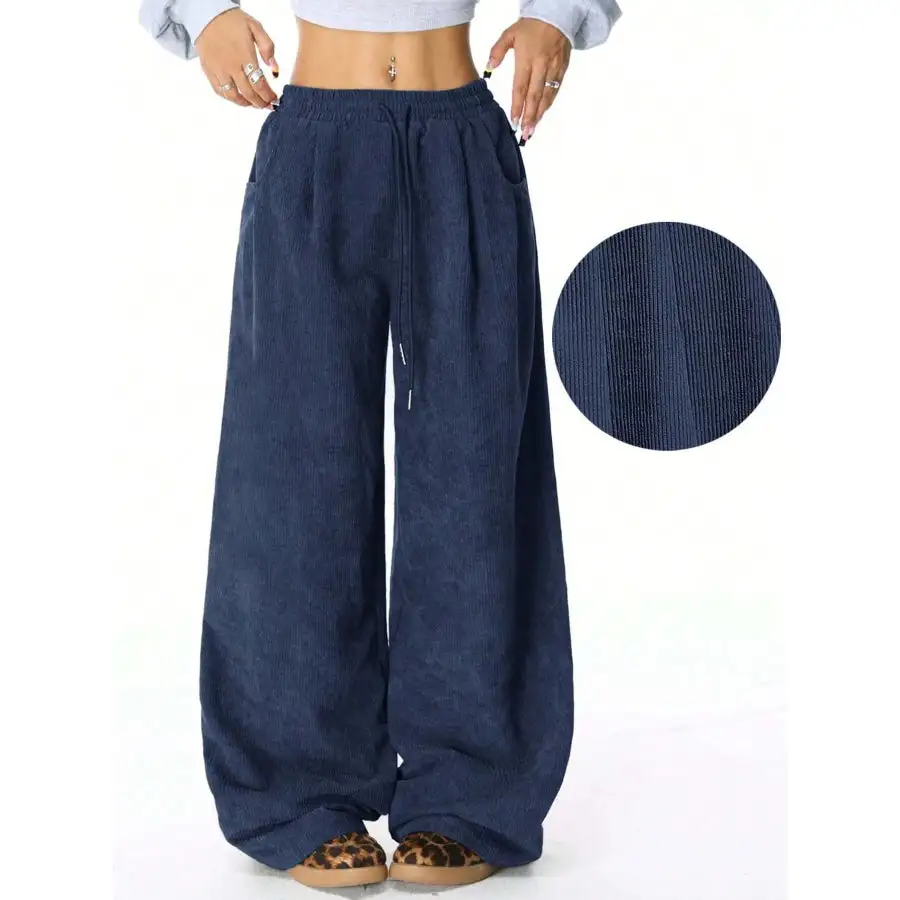 Modern Drawstring Wide Leg Pants