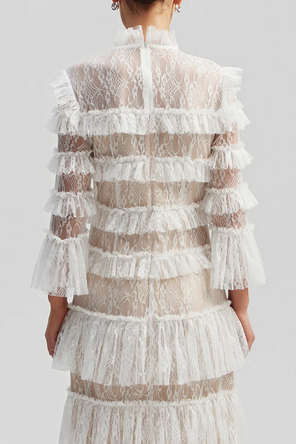 Tiered Ruffled Lace Maxi Dress