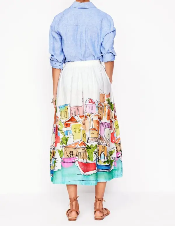 Casual Verity Linen Midi Skirt