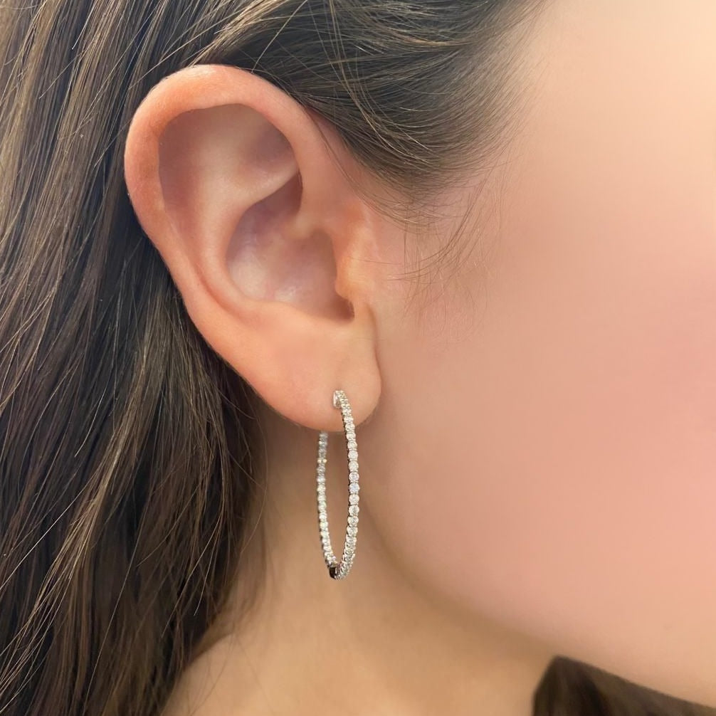 Delicate Openwork Gem Detail Hoop Earrings
