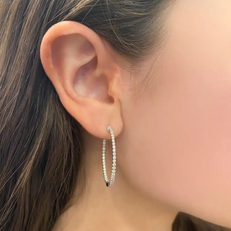 Delicate Openwork Gem Detail Hoop Earrings