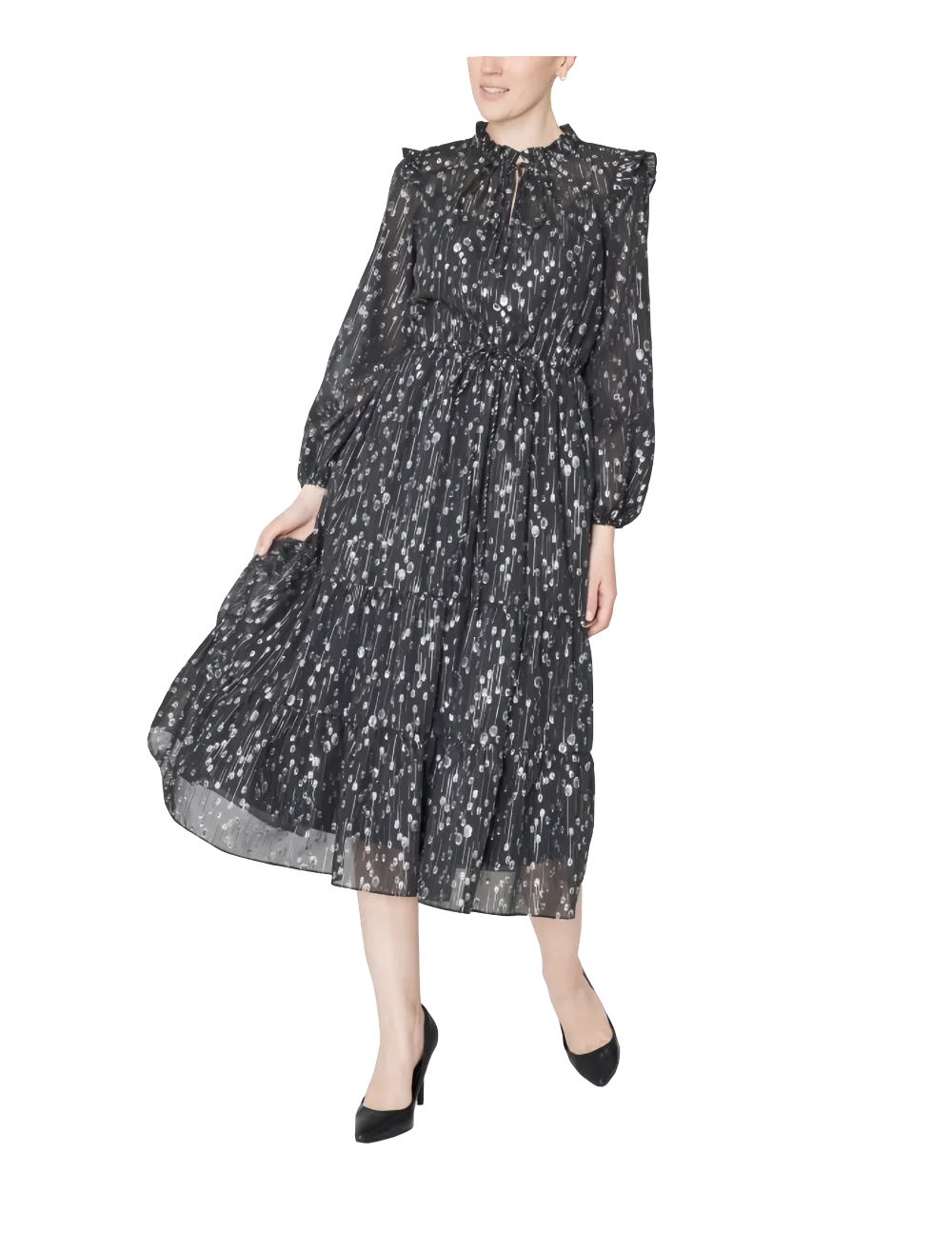 Soft Ruffle Drawstring Dress