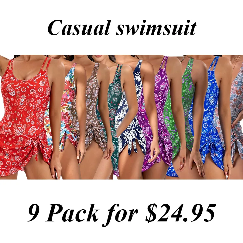 9PACK-One Piece Swimdress Swimsuits for Women Tummy Control Swim Dresses Skirt Bathing Suit Swimwear Swimsuit Outdoorfun