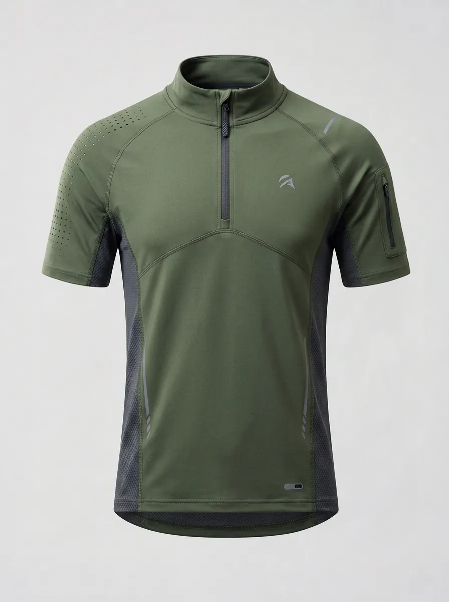Men's Golf Sports Olive Green Quarter Zip Performance Top