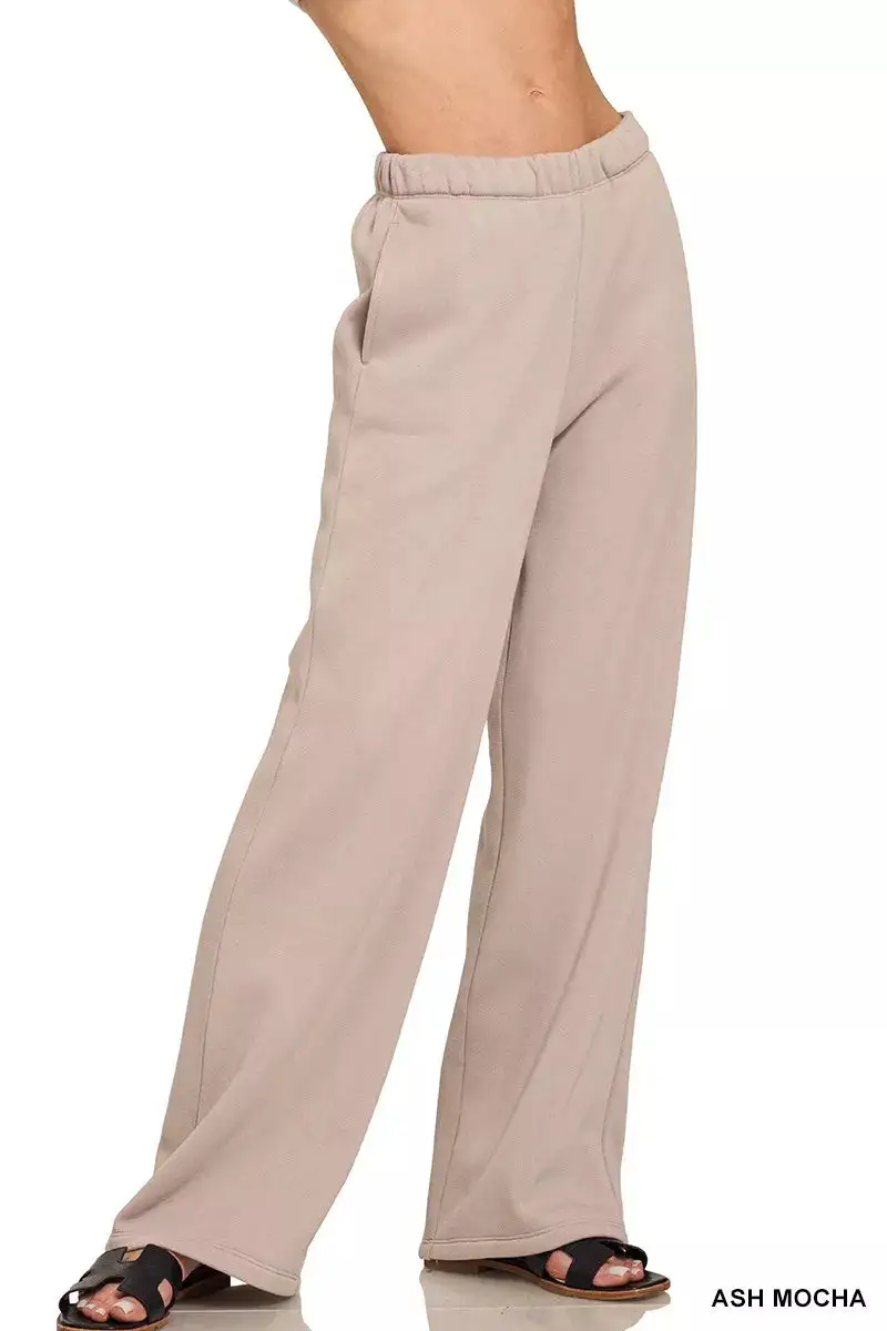 Drawstring Pocketed Fleece Sweatpants
