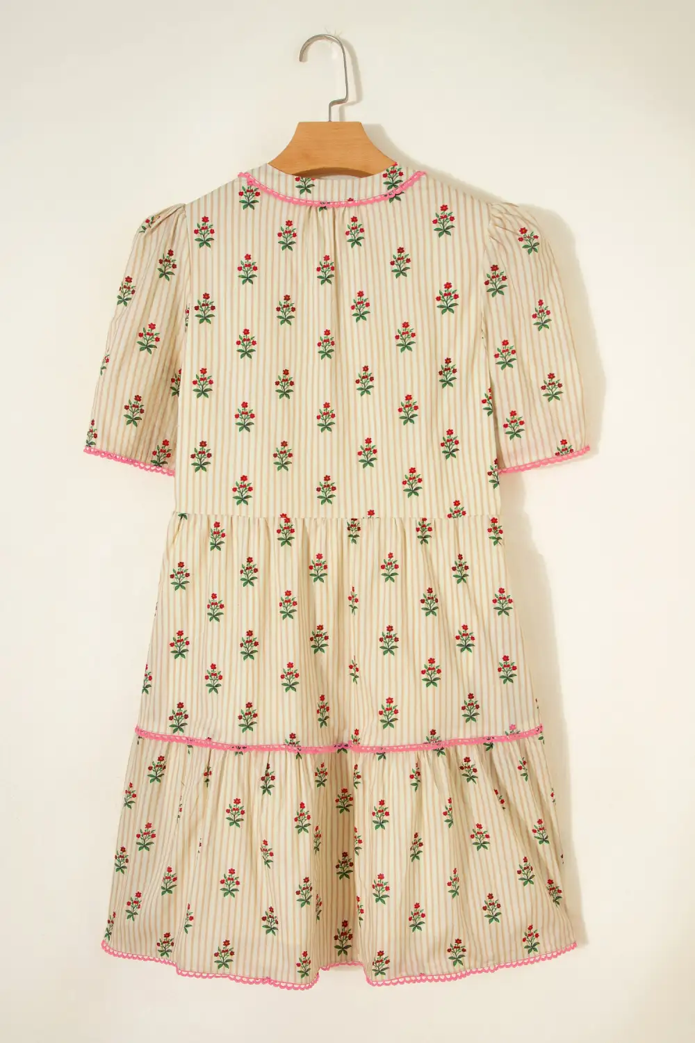 Floral Striped Ruffle Dress Casual