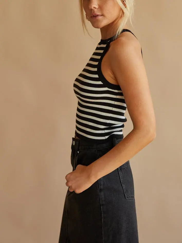 Striped Halter Tank Top