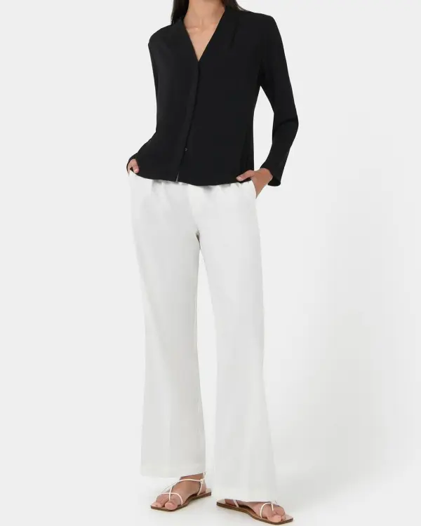 V-neckline Long Sleeve Blouse