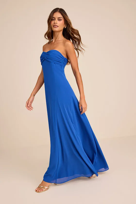 Kamalia Royal Blue Strapless Maxi Dress