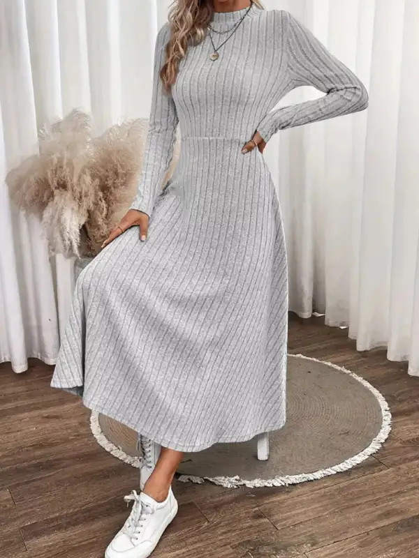 Drape Ribbed Knit Midi Dress