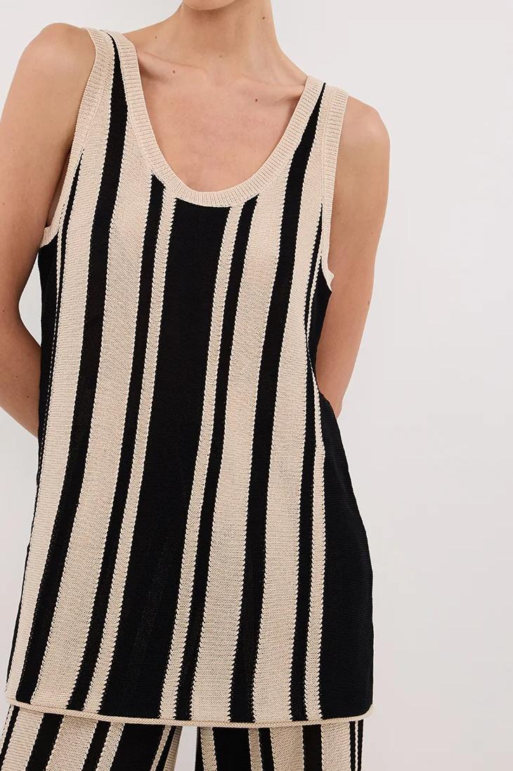 STRIPE LONGLINE KNIT TUNIC