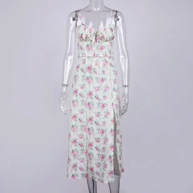 Luludress 2025 Vintage Spaghetti Strap Burgundy Floral Sundress