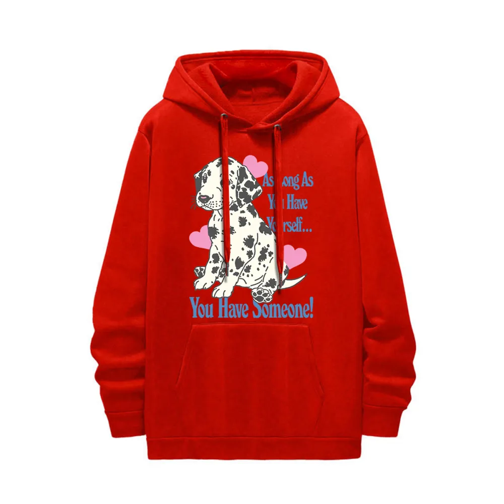 Dalmatian Print Gray Hoodie With Heart Accents