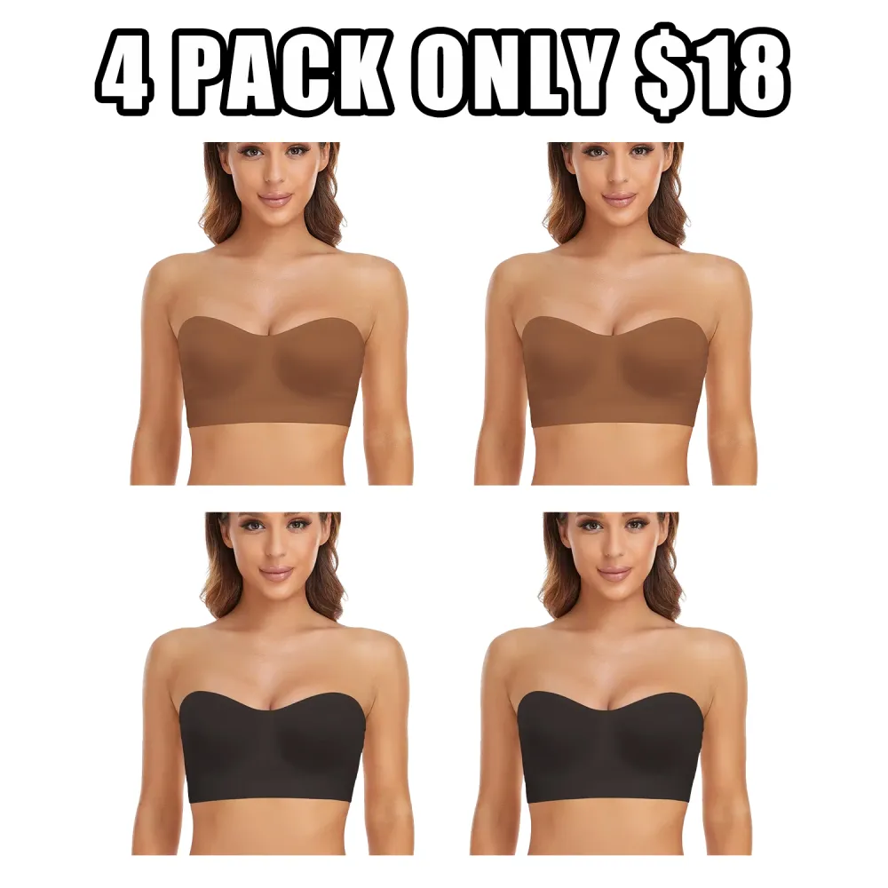 Women's Strapless Anti-Slip Silicone Pad Bandeau Bra